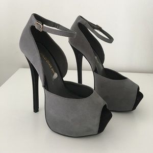 New Grey Peep Toe Heels